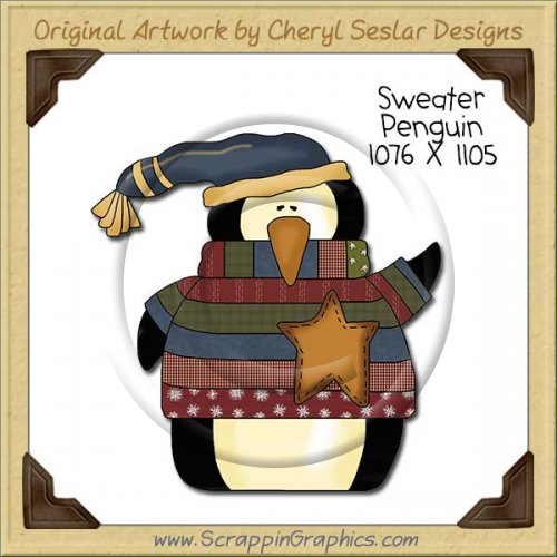 Sweater Penguin Single Clip Art Graphic Download