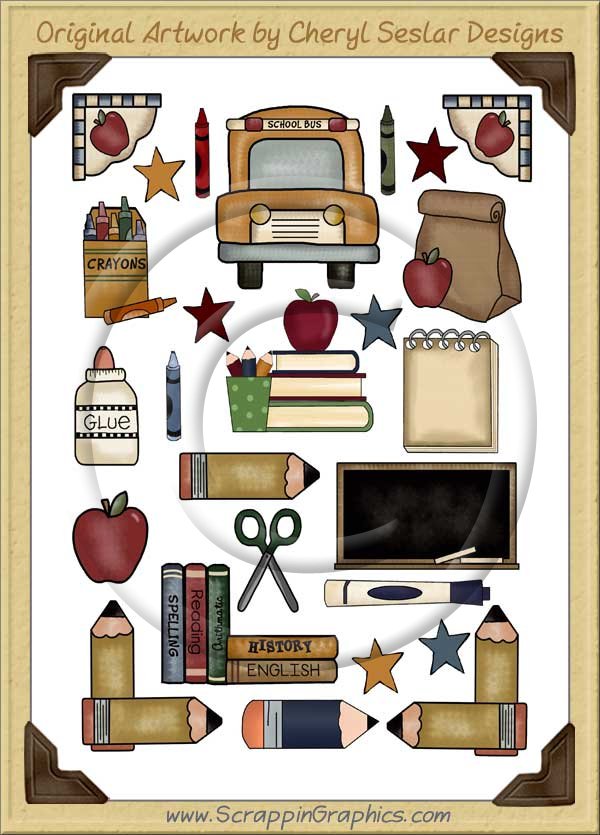 Reseller -School Days Sticker Page Clip Art Graphics - Click Image to Close