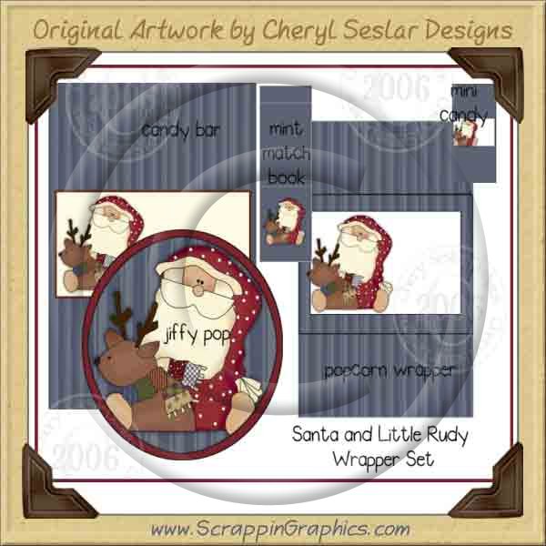 Santa & Little Rudy Wrapper Set Printable Craft Collection G - Click Image to Close