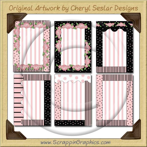Chic Pink Greeting Card Frames Printable Craft Download - Click Image to Close