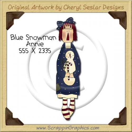 Blue Snowman Annie Single Clip Art Graphic Download