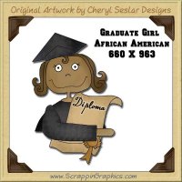 African American Graduate Girl Single Graphics Clip Art Download