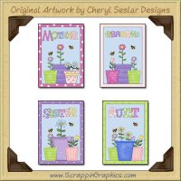 Flower Pot Sampler Card Collection Printable Craft Download