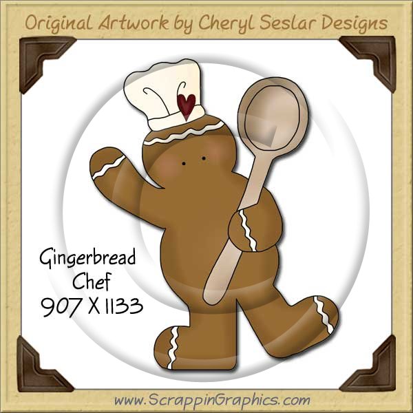 Gingerbread Chef Single Graphics Clip Art Download - Click Image to Close