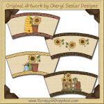 Sunflower Cup Covers Printable Craft Collection Graphics Clip Ar