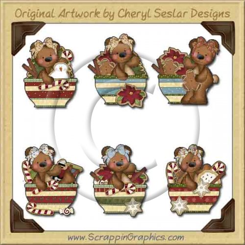 Raggedy Bears Christmas Bowls Graphics Clip Art Download