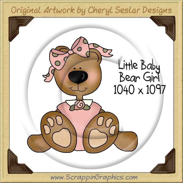 Little Baby Bear Girl Single Graphics Clip Art Download - Click Image to Close