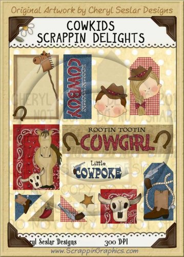 Cow Kids Scrappin' Delights Clip Art Graphics