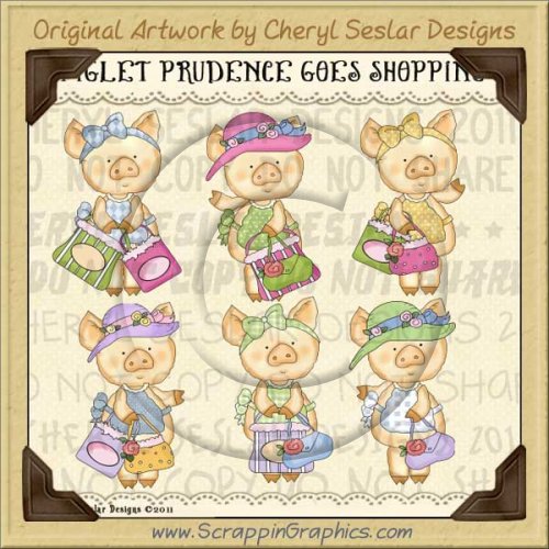 Piglet Prudence Goes Shopping Limited Pro Clip Art Graphics