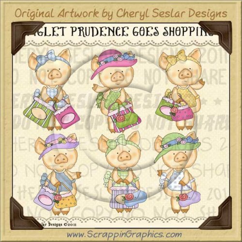 Piglet Prudence Goes Shopping Limited Pro Clip Art Graphics