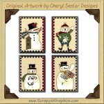 Snow Folk Cards Sampler Collection Printable Craft Download