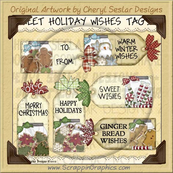 Sweet Holiday Wishes Tags Limited Pro Clip Art Graphics - Click Image to Close
