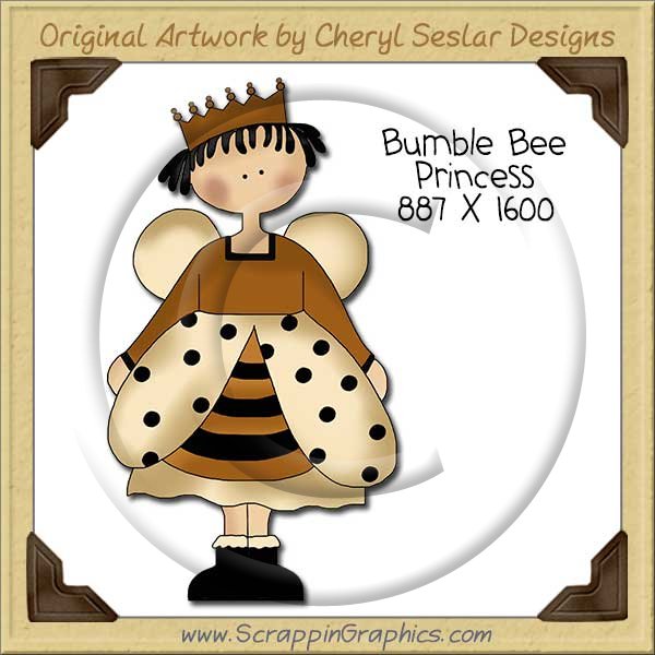 Bumble Bee Princess Single Clip Art Graphic Download - Click Image to Close