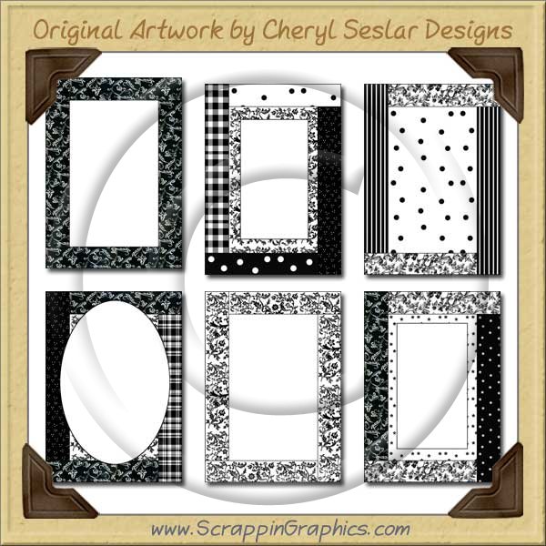 Trendy Black Card Frames Collection Printable Craft Download - Click Image to Close