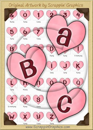 Pink Candy Hearts Letters & Numbers Clip Art Graphics