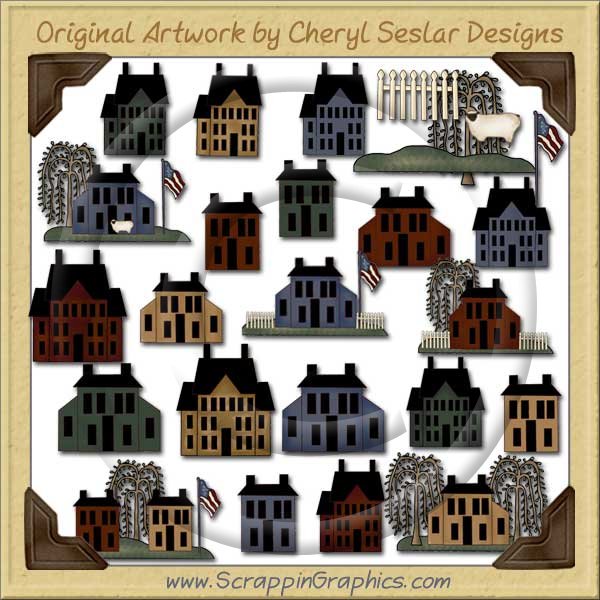 American Saltbox Collection Clip Art Download - Click Image to Close