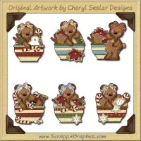 Raggedy Bears Christmas Bowls Graphics Clip Art Download