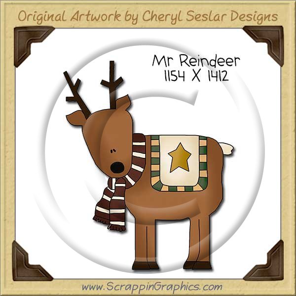 Mr Reindeer Single Clip Art Graphic Download - Click Image to Close