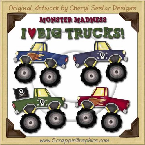 Monster Trucks Collection Graphics Clip Art Download