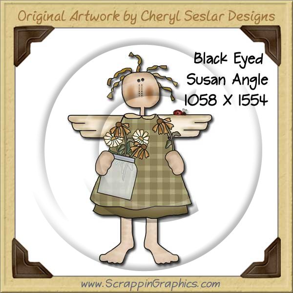 Black Eyed Susan Angel Single Graphics Clip Art Download - Click Image to Close