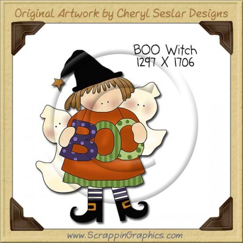 BOO Witch Single Clip Art Graphic Download