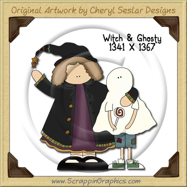 Witch & Ghosty Single Graphics Clip Art Download - Click Image to Close