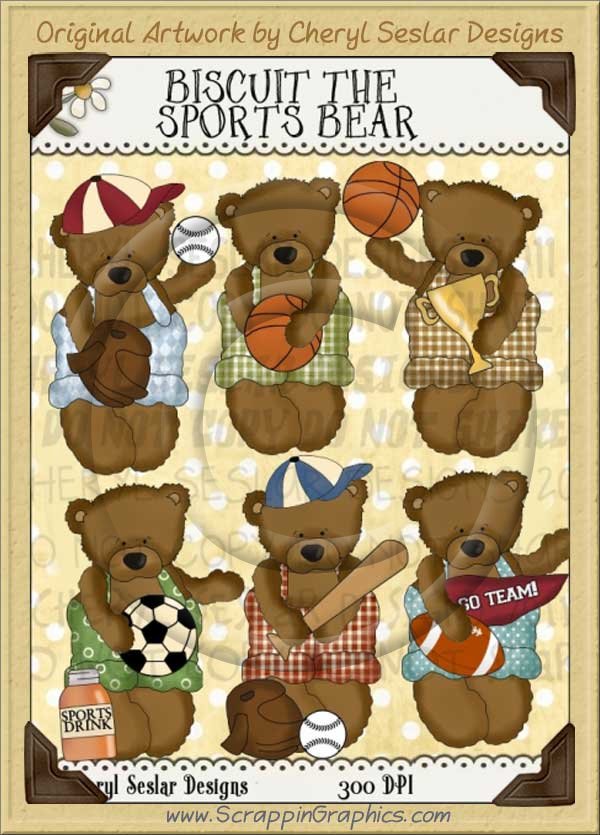 Biscuit The Sports Bear Limited Pro Clip Art Graphics - Click Image to Close