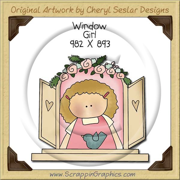 Window Girl Single Clip Art Graphic Download - Click Image to Close