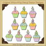 Reseller - Birthday Cupcakes Graphics Clip Art Download
