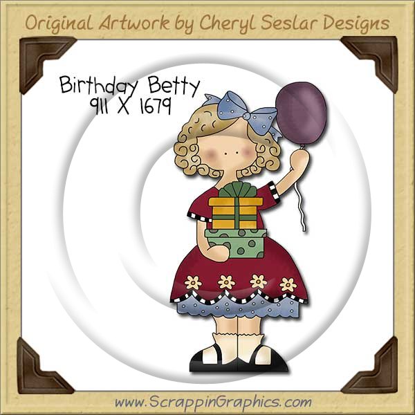 Birthday Betty Single Clip Art Graphic Download - Click Image to Close