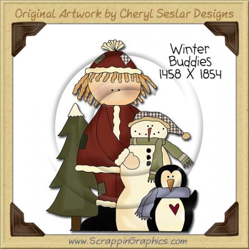 Winter Buddies Single Clip Art Graphic Download