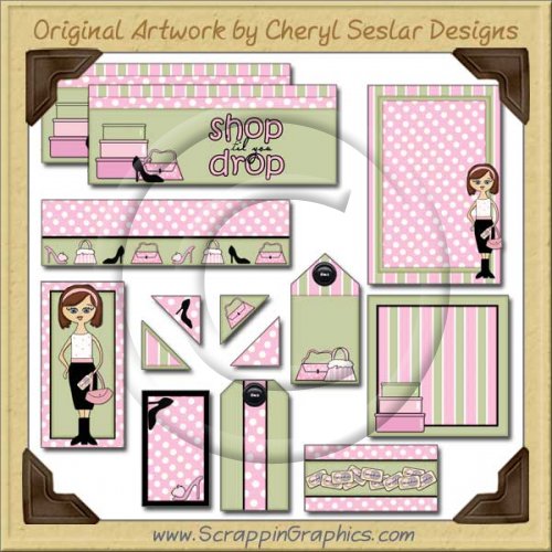 Shopaholic Journaling Delights Digital Scrapbooking Graphics Clip Art Download