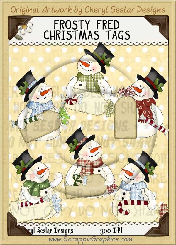 Frosty Fred Christmas Tags Limited Pro Clip Art Graphics - Click Image to Close