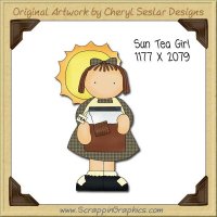 Sun Tea Girl Single Graphics Clip Art Download