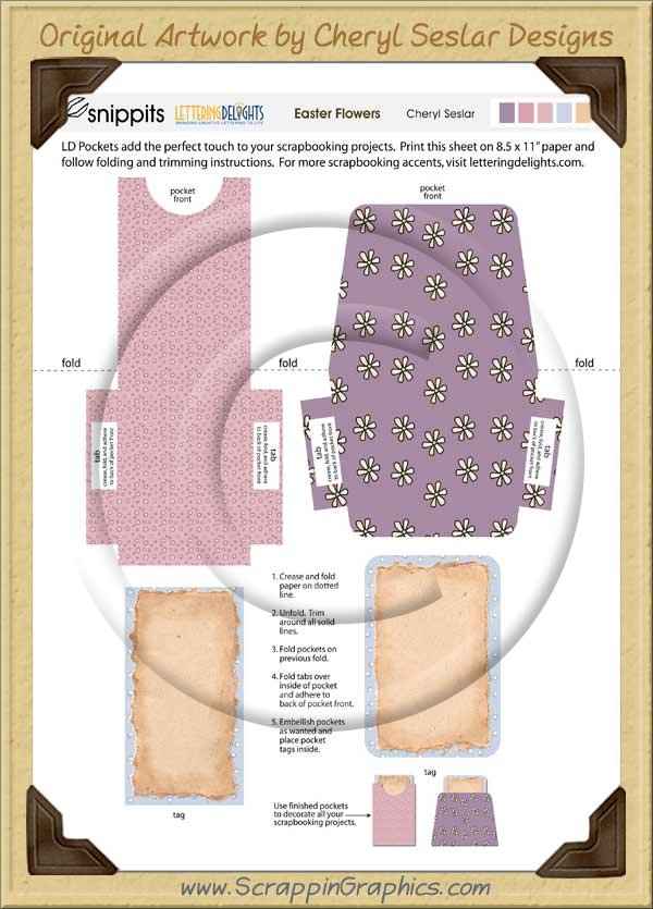Easter Flowers Snippets Journaling Pockets - Click Image to Close