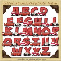 Emergency Vehicles Alphabet & Numbers Clip Art Download