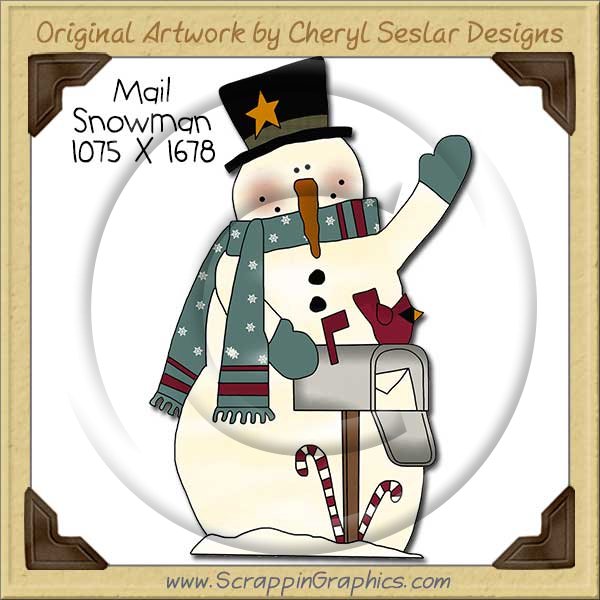 Mail Snowman Single Clip Art Graphic Download - Click Image to Close