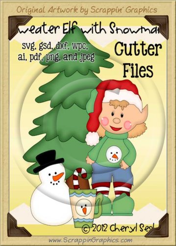 Sweater Elf with Snowman Cutter Cutting Files Collection