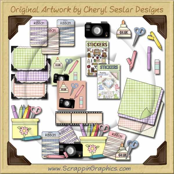 Scrapbook Supplies Collection Graphics Clip Art Download - Click Image to Close