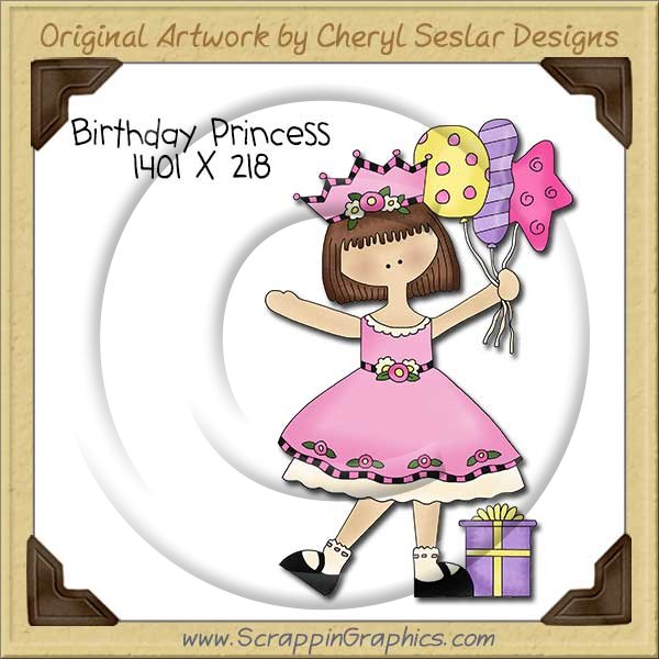 Birthday Princess Single Clip Art Graphic Download - Click Image to Close