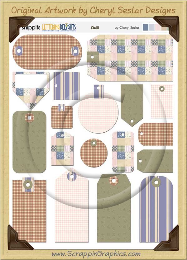 Quilt Snippets Journaling Tags - Click Image to Close