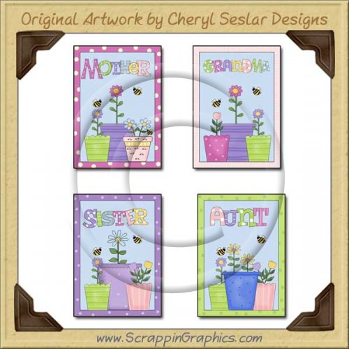 Flower Pot Sampler Card Collection Printable Craft Download