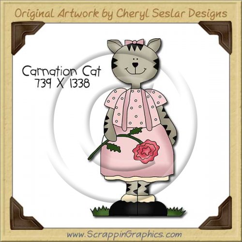 Carnation Cat Single Clip Art Graphic Download
