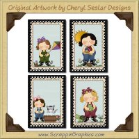 Sweet Little Girl Sampler Card Printable Craft Download