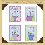 Flower Pot Sampler Card Collection Printable Craft Download