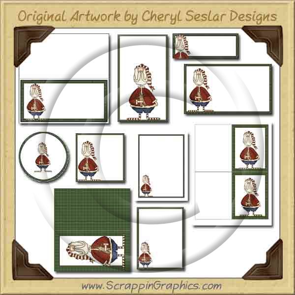 Pudgy Santa Printable Pack Graphics Clip Art Download - Click Image to Close