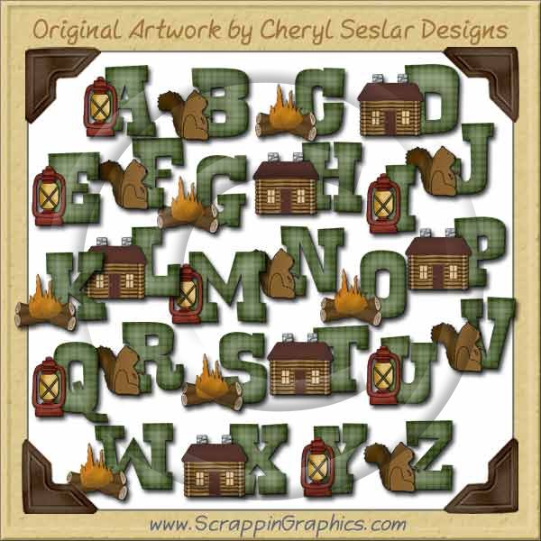 Cabin Alphabet & Numbers Graphics Clip Art Graphics - Click Image to Close