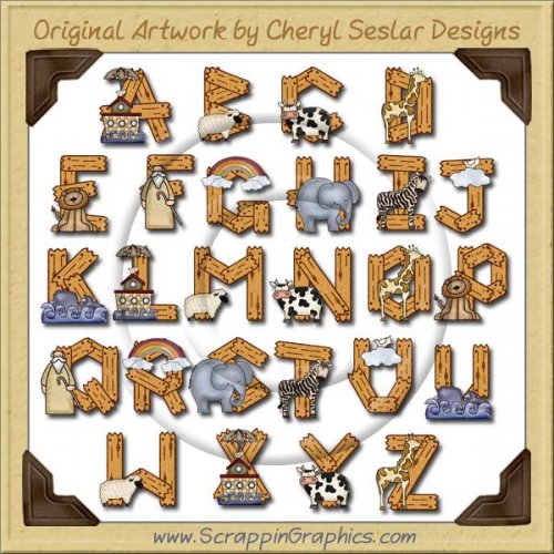 Noah's Ark Alphabet & Numbers Clip Art Download