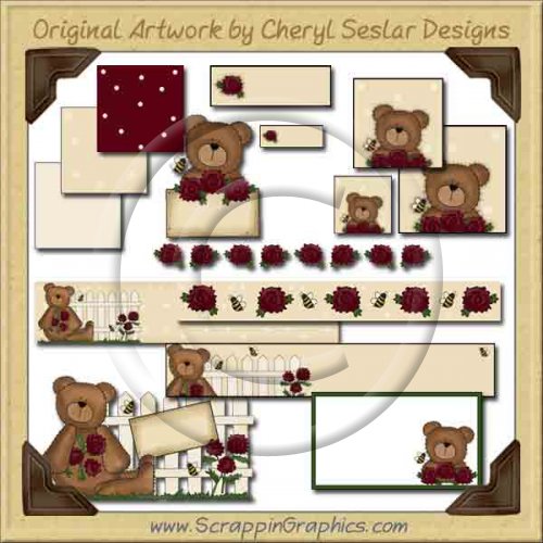 Picket Fence Bear Web Set Graphics Clip Art Download