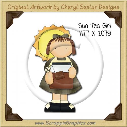 Sun Tea Girl Single Graphics Clip Art Download